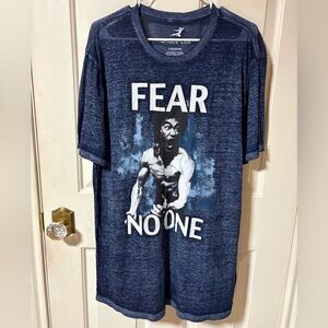 Bruce Lee Enterprises Adult Sz L Fear No One Blue Short Sleeve Sheer T-Shirt